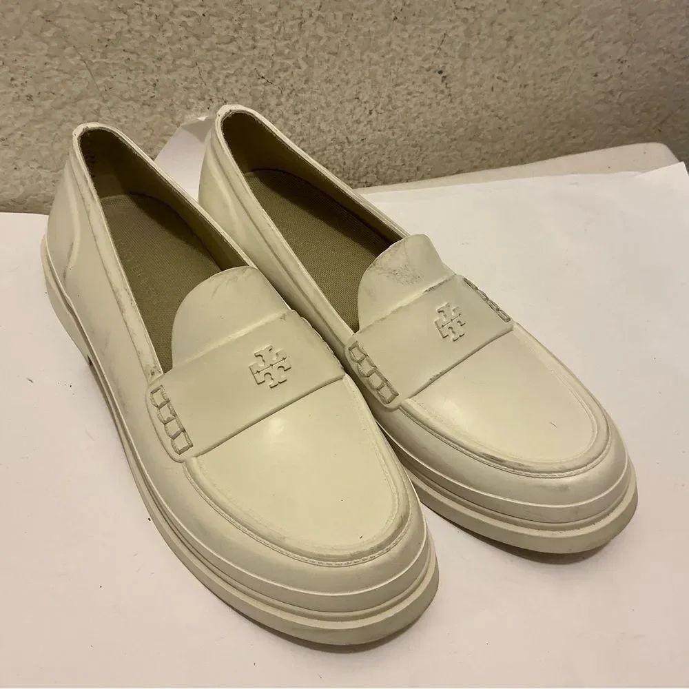 Tory Burch Classic Rain rubber Loafer, Off-White/US 9